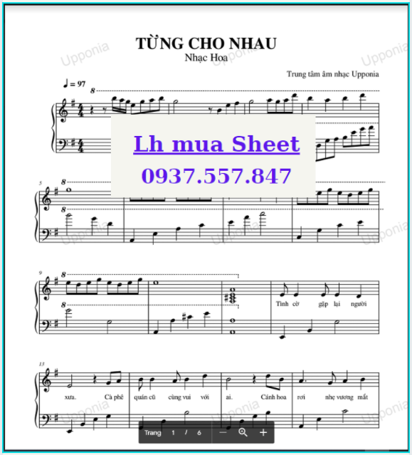 Từng Cho Nhau Sheet Piano ~ Upponia.Com