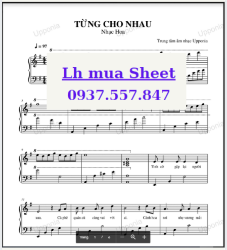 Từng Cho Nhau Piano Sheet ~ Upponia.Com